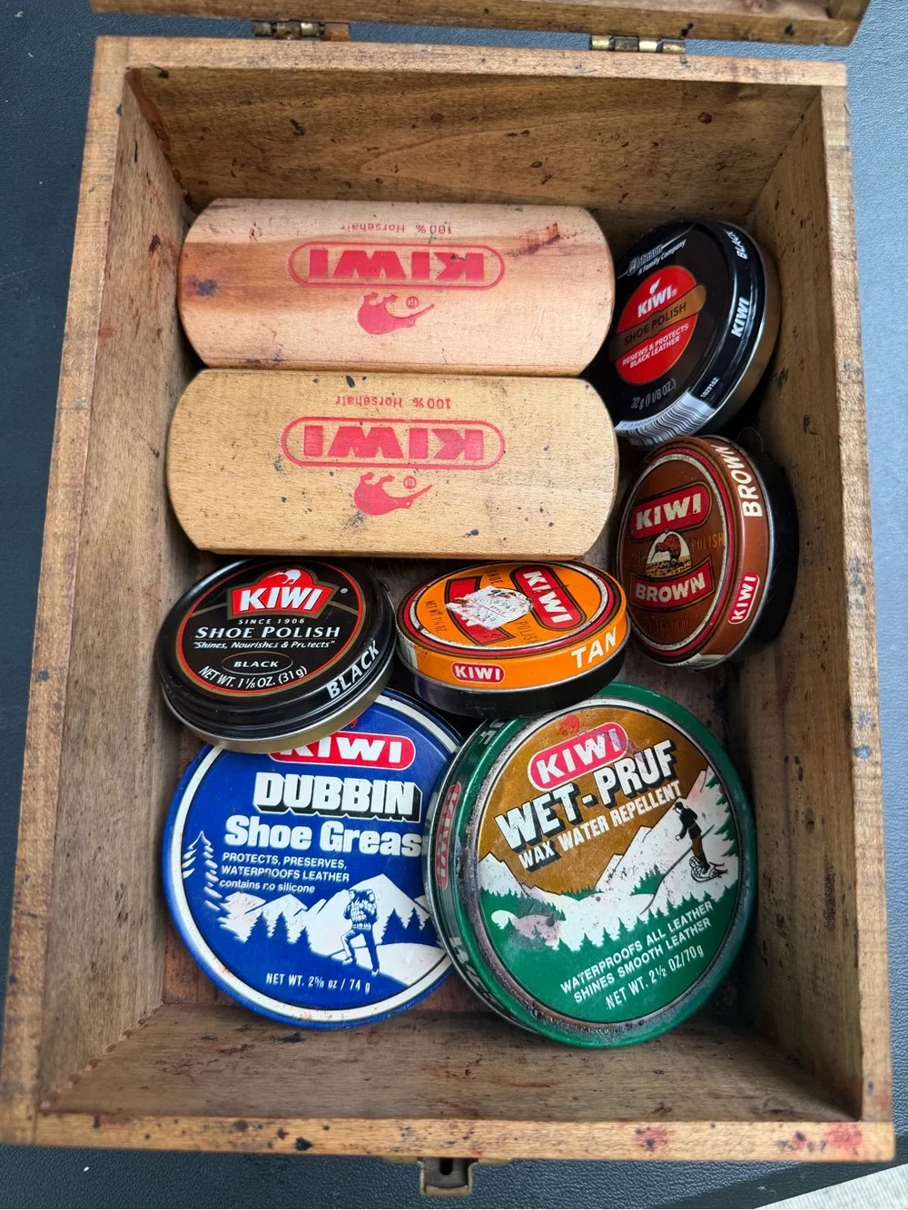 Vintage Hand Crafted Shoe Groomer Box - Natural Wood Finish